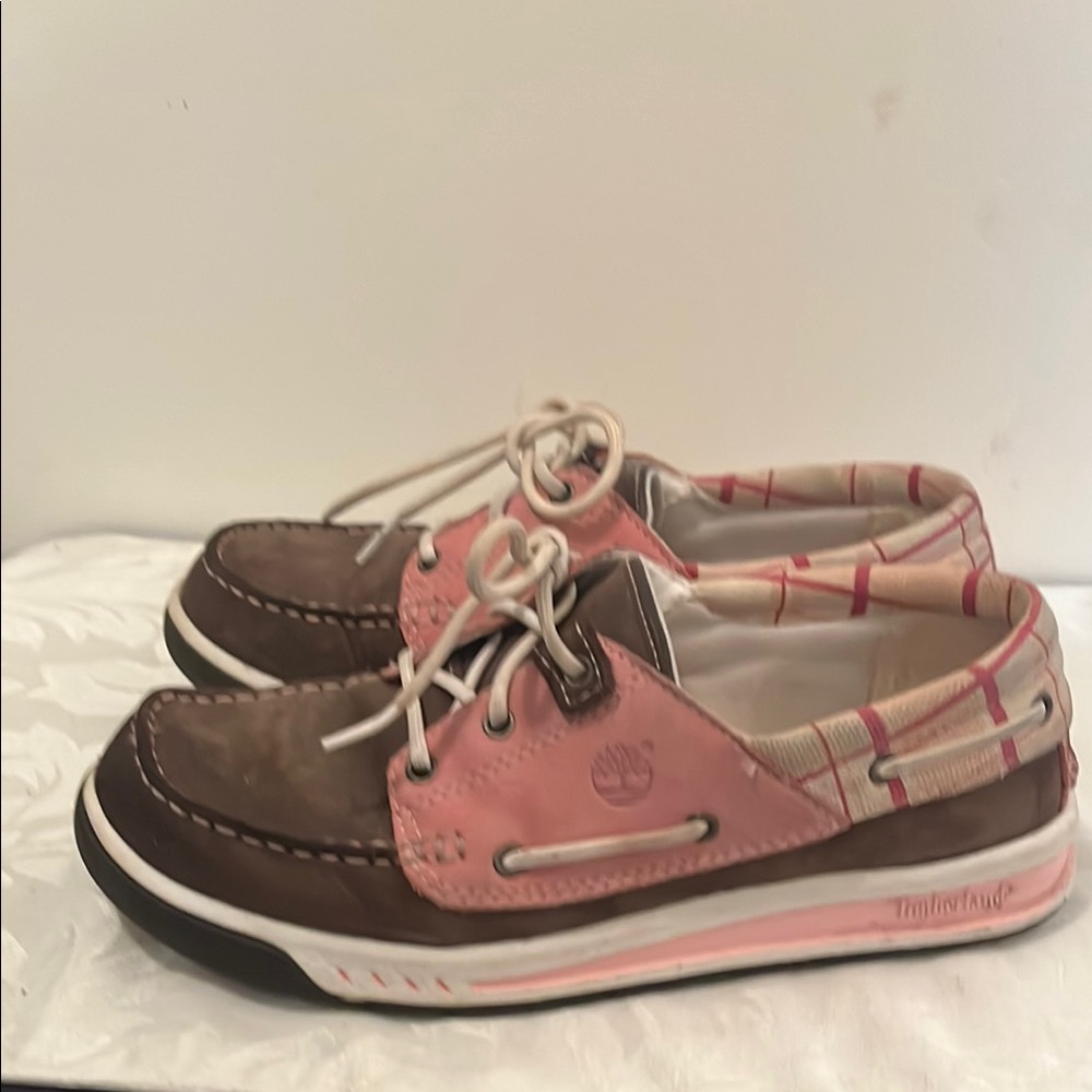 Timberland Pink and Brown Casual Boat Shoes